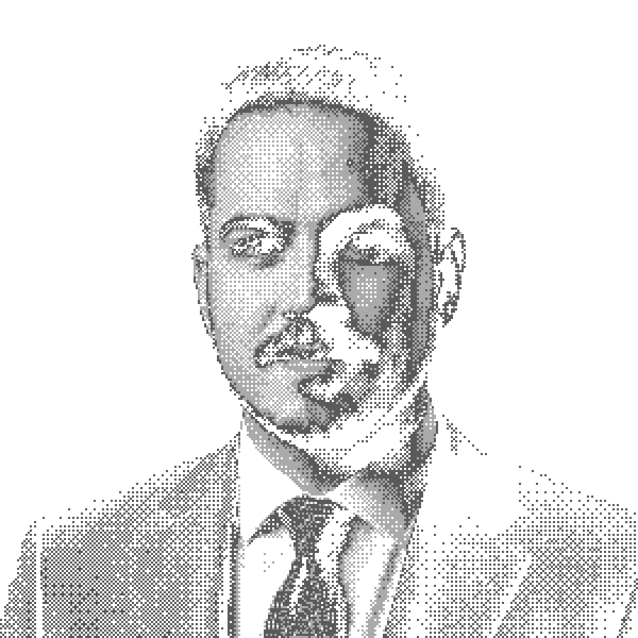 Retrato en pixel art de Manuel Tovar